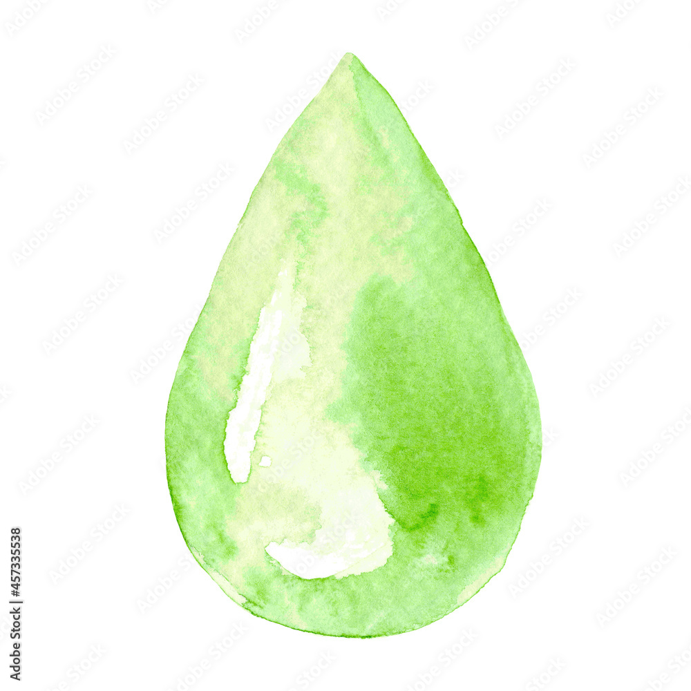water drop watercolor, droplet watercolor green hand drawn, illustration green water drop