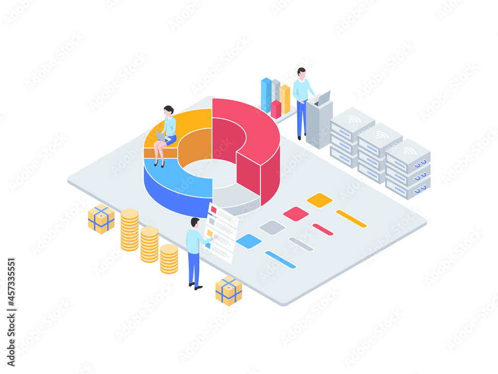 Business Analytic Isometric Illustration. Suitable for Mobile App, Website, Banner, Diagrams, Infographics, and Other Graphic Assets.