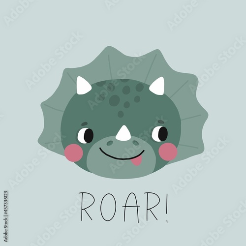 Cute cartoon little dinosaur - vector illustration. Cute simple dino portraits -Great for designing baby clothes.
