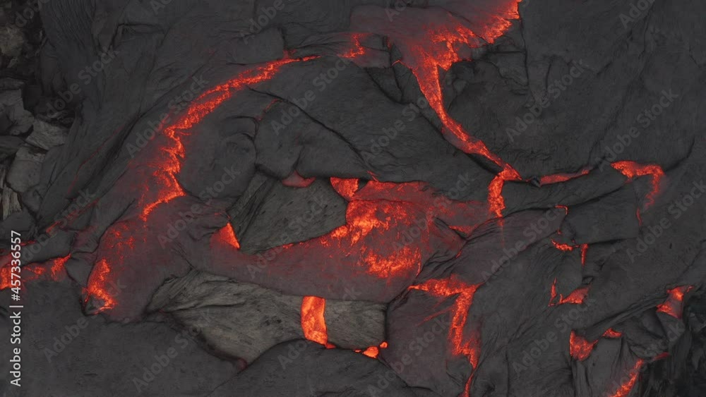 Fagradalsfjall volcano eruption from aerial view in 4k