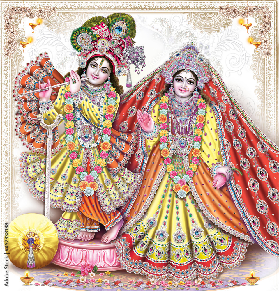 High-Resolution Indian God Radha Krishna Illustrations, Digital Paintings