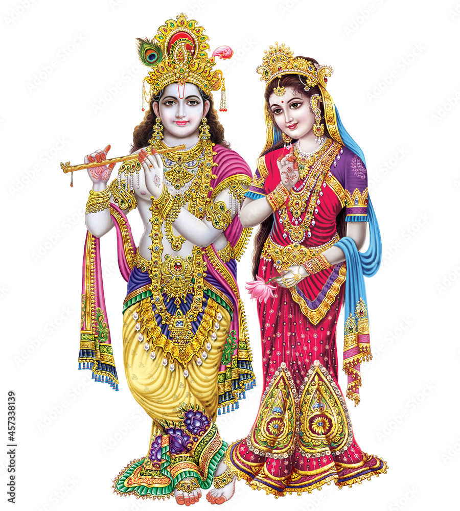 High-Resolution Indian God Radha Krishna Illustrations, Digital Paintings