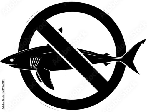 Stop shark sign, warning, vector illustration design