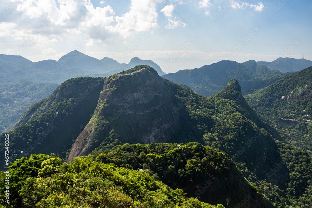 Fototapeta premium Beautiful green view from rocky rainforest mountain in Tijuca Park