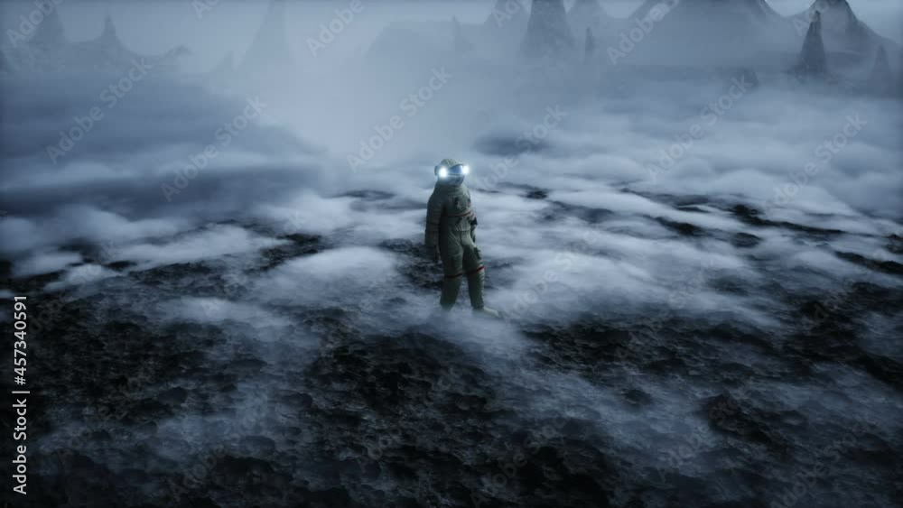 Astronaut on alien planet. Mars surface. Space travel. Realistic 4k animation. Astronaut on alien planet. Mars surface. Space travel. Realistic 4k animation.