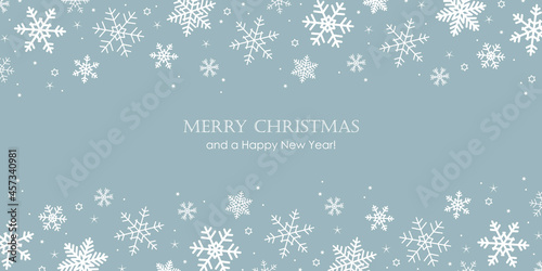 blue banner christmas card with snowflake border