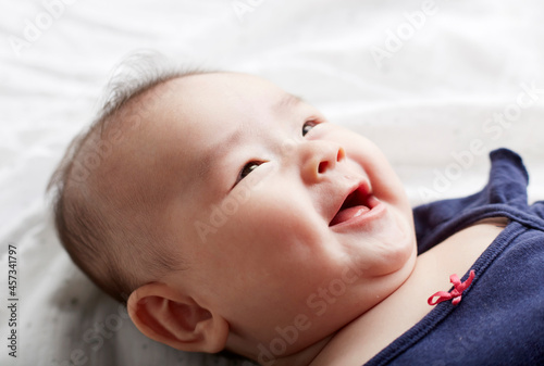 Closeup of cute Asian baby expression