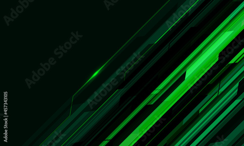 Abstract green cyber circuit geometric with blank space design modern futuristic technology background vector