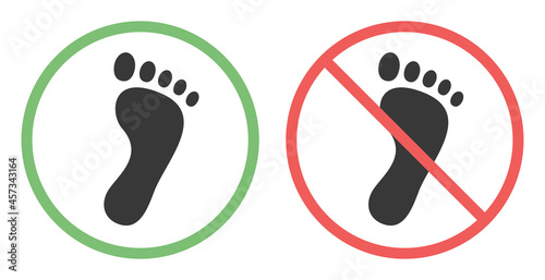 Do not step here sign. Barefoot icon vector illustration.