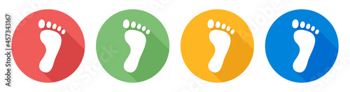 Human footprint icon vector design symbol. Barefoot symbol on button.