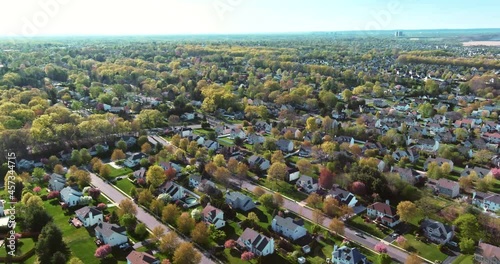 A houses urban landscape of small town from a height suburban neighbor