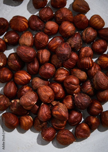 whole hazelnuts close up macro