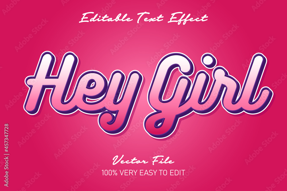 hey girl beautiful red and purple text effect