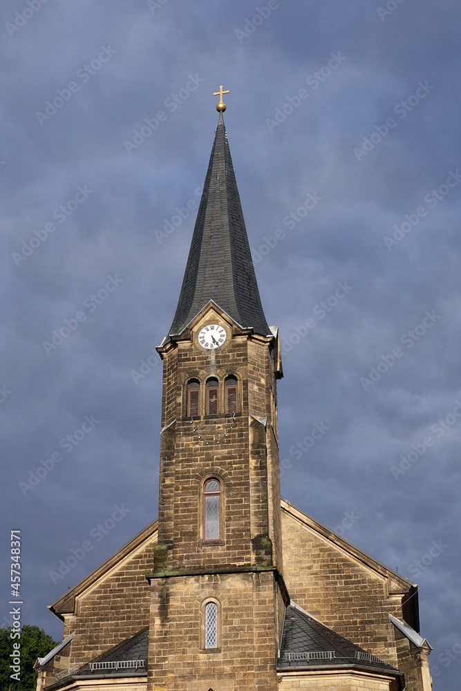 Fototapeta premium Radfahrerkirche in Stadt Wehlen