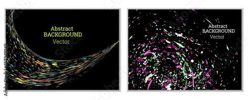 Multicolored paint splashes, smears, dust particles and debris are carried by the wind. A set of two templates. Design template for the design of banners, posters, booklets, covers, magazines. EPS 10