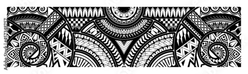Abstract Polynesian art tattoo border