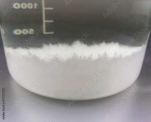 Photography Ammonium chloride crystals in water salmiac salt crystallization precipitation sal ammonia stock images