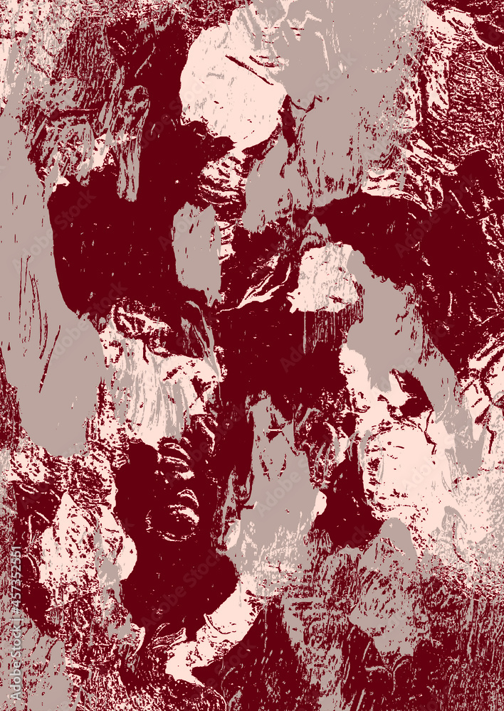 Illustration Dessin Abstrait Numérique, Digital, Moderne,  Entrelacs, Nuages de Couleurs Rouge, Carte, Nature, Nuages, Formes