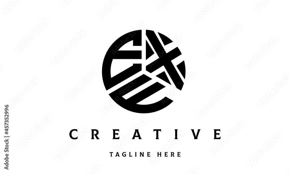 EXF creative circle three letter logo EXF creative circle three letter logo