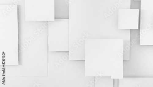 Wallpaper Mural Conceptual 3D Different Size Squares Minimalist White Abstract Background. Science Technologic Square Blocks Tech Blank Backdrop Torontodigital.ca