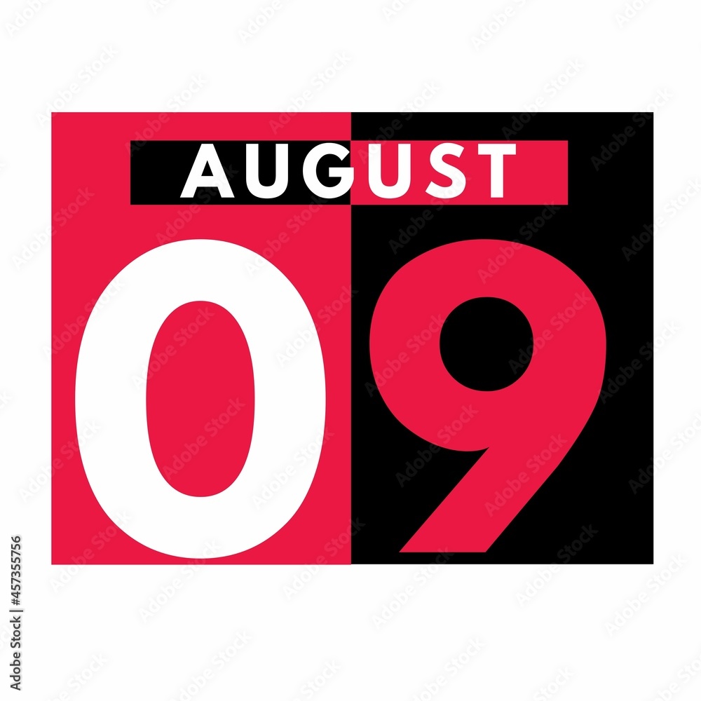 August 9 . Modern daily calendar icon .date ,day, month .calendar for the month of August August 9 . Modern daily calendar icon .date ,day, month .calendar for the month of August