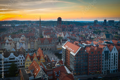 Beautiful architecture of the old town in Gdansk at sunset. Poland © Patryk Kosmider