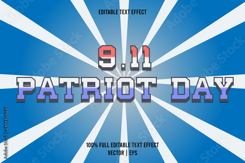 9.11 Patriot day 3 Dimension text effect red, white, and blue color