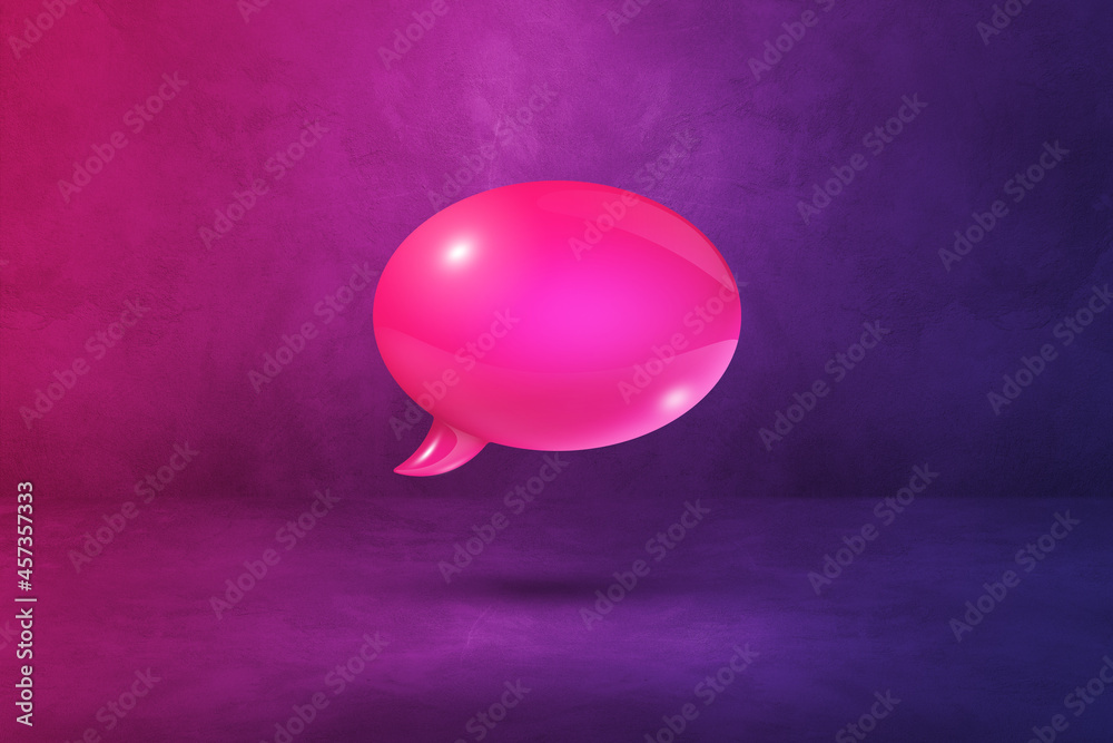 Pink speech bubble on purple background Pink speech bubble on purple background