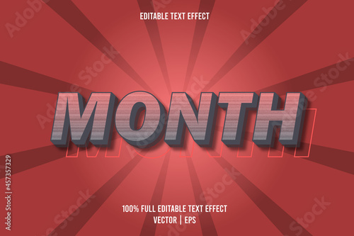 Month editable text effect gray and red color