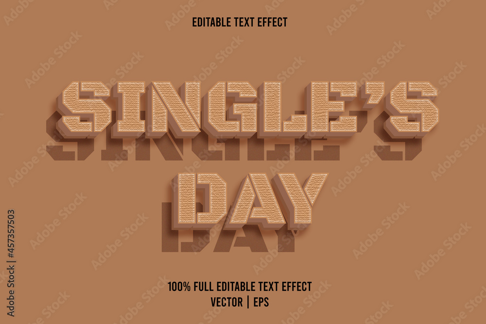 Single's day editable text effect brown color
