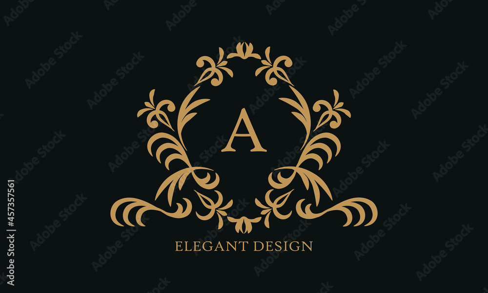 Design of an elegant company sign, monogram template with the letter A. Logo for cafe, bar, restaurant, invitation, wedding.