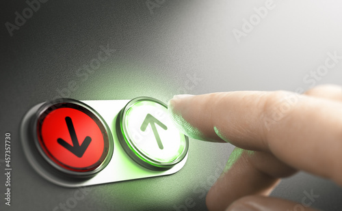 Tablou pe pânză Elevator up or down buttons concept. Upward Mobility.