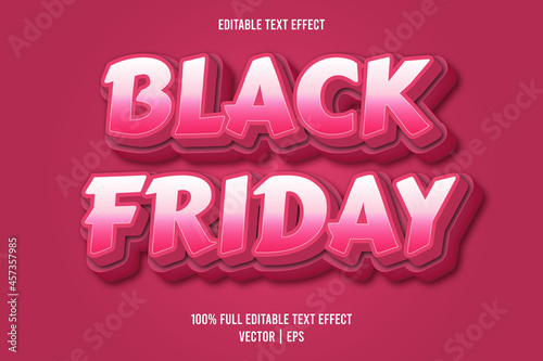 Black friday 3 dimension editable text effect pink color