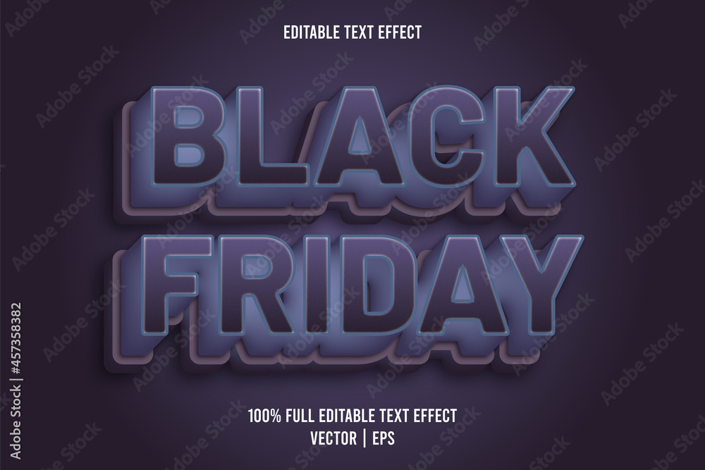 Black friday 3 dimension editable text effect blue and purple color