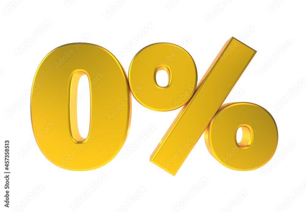 0 Percent off gold 3d render isolated symbol 0% wide angle zero percent 0 Percent off gold 3d render isolated symbol 0% wide angle zero percent