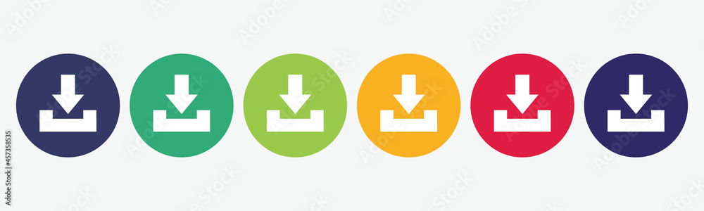 Set collection 6 buttons with download icon. Set collection 6 buttons with download icon.