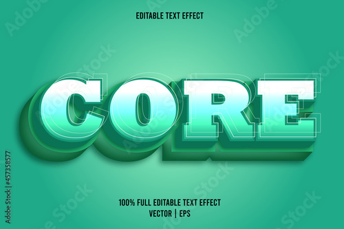 Core 3 dimension editable text effect teal color