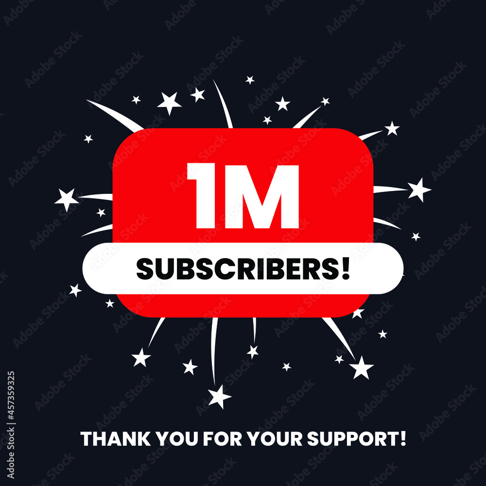 1 million subscribers celebration thank you achievement - obrazy, fototapety, plakaty 