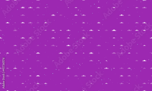 Seamless background pattern of evenly spaced white mother s day symbols of different sizes and opacity. Vector illustration on purple background with stars