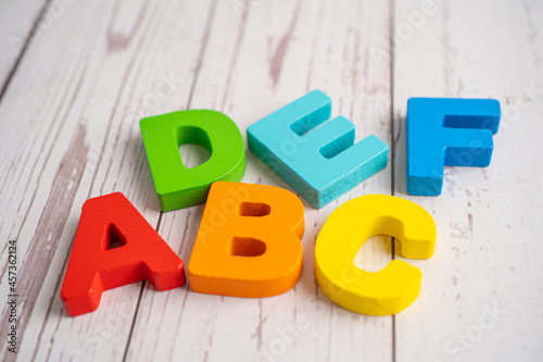 Wallpaper Mural English alphabet colorful wooden for education school learning. Torontodigital.ca