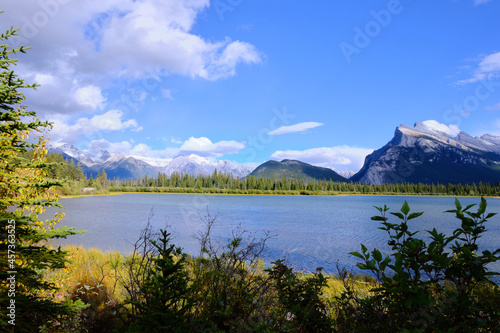 Vermillion lake in Canada and mountains in the background  Banff National park