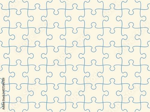 Seamless pattern of completed puzzle pieces grid