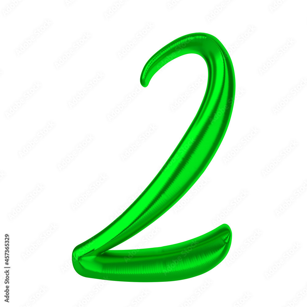 Number 2 Green 3D Rendering Number 2 Green 3D Rendering