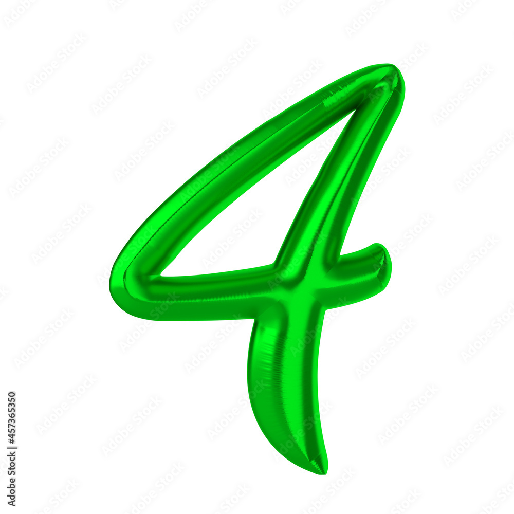 Obraz premium Number 4 Green 3D Rendering