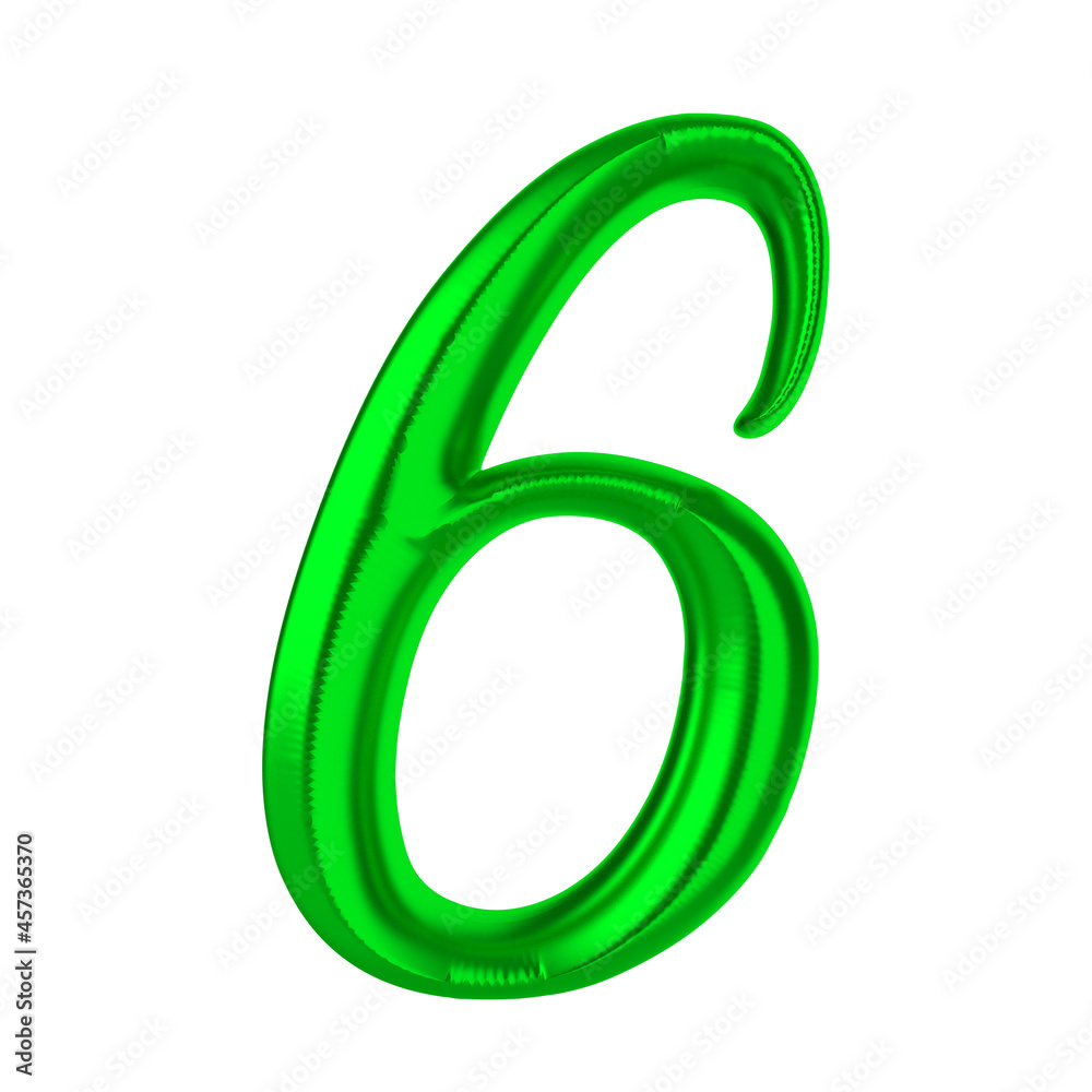 Number 6 Green 3D Rendering Number 6 Green 3D Rendering