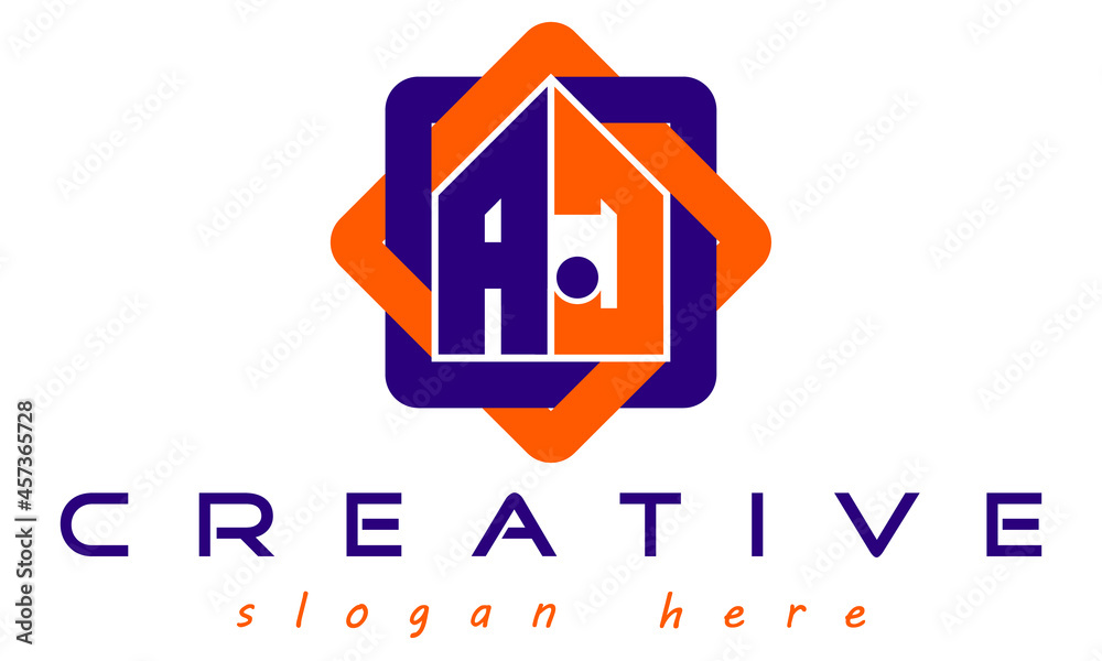 real estate AJ letter logo with home sign logo design vector, house ...