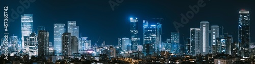 Tel Aviv Skyline And Ramat Gan At Night, Tel Aviv Cityscape, Israel