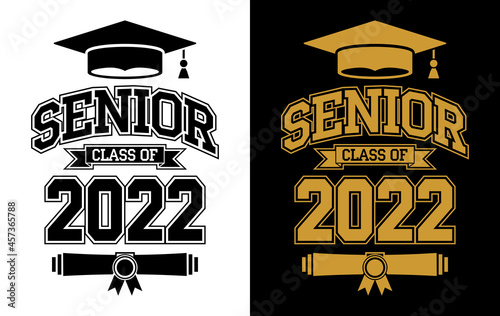 Lettering Class of 2022 for greeting, invitation card. Text for design, congratulation event, T-shirt, party, high school or college graduate. Vector on transparent and black background