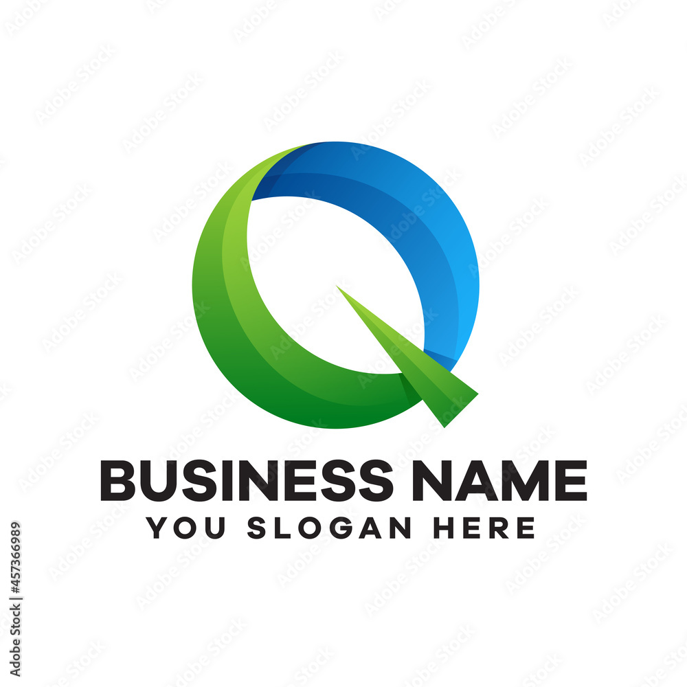 Fototapeta premium Abstract Letter Q With Leaves Gradient Logo