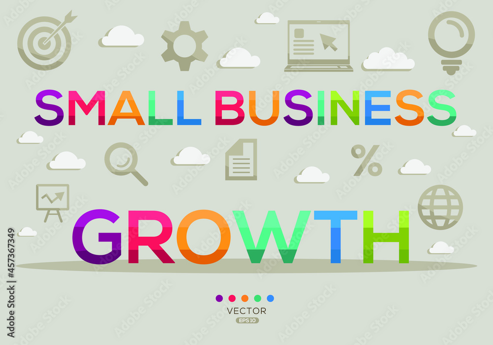 Creative (small business growth) Banner Word with Icons, Vector illustration.